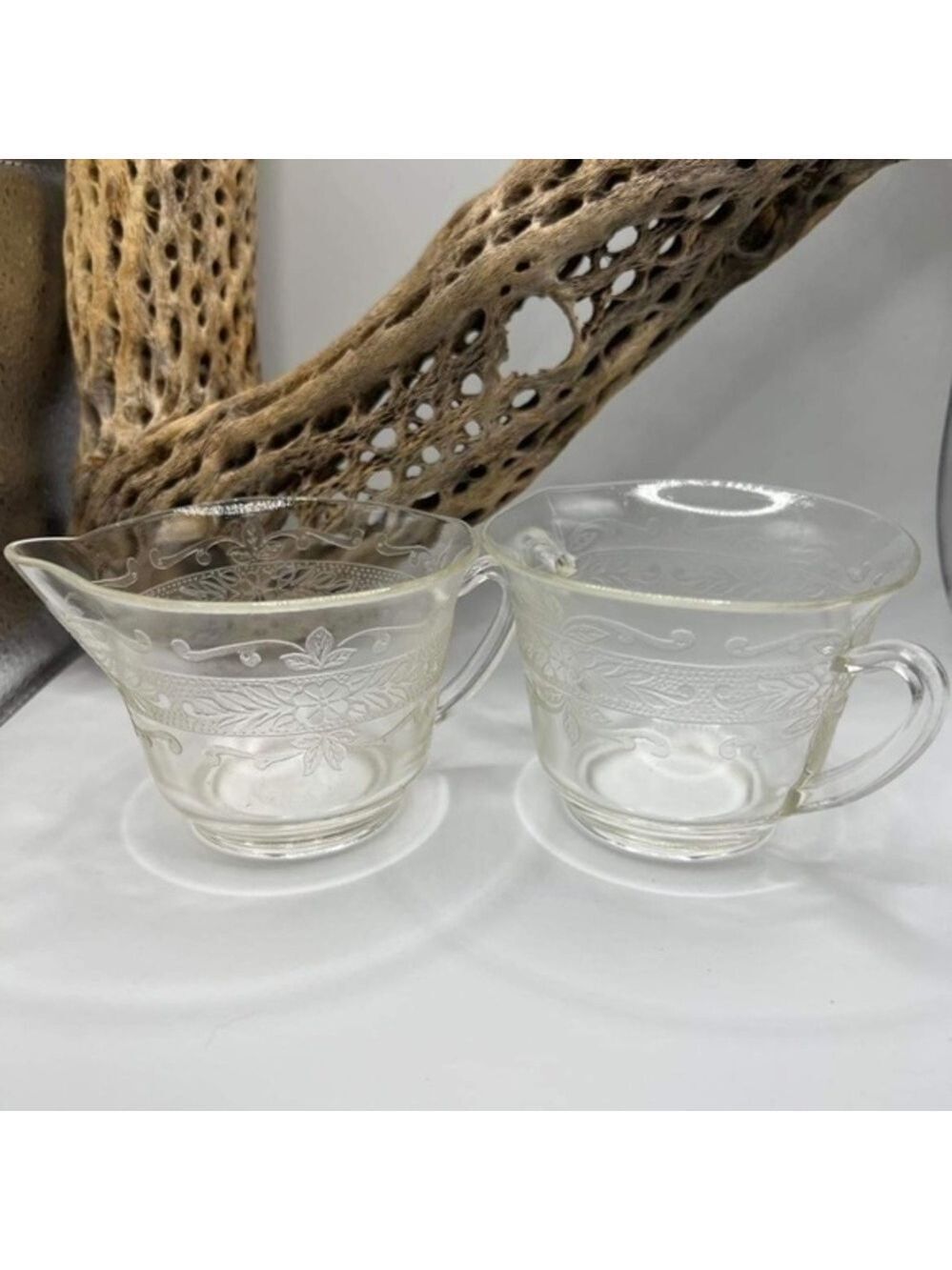 Vintage 1930s Macbeth Evans Stippled Rose Cream Sugar